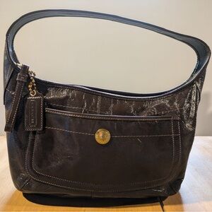 Leather coach shoulder bag